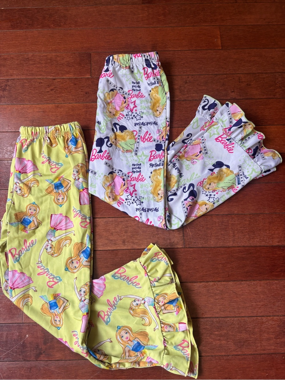 Vintage Barbie Kids Pajama Pants - Two Pairs Yellow & White